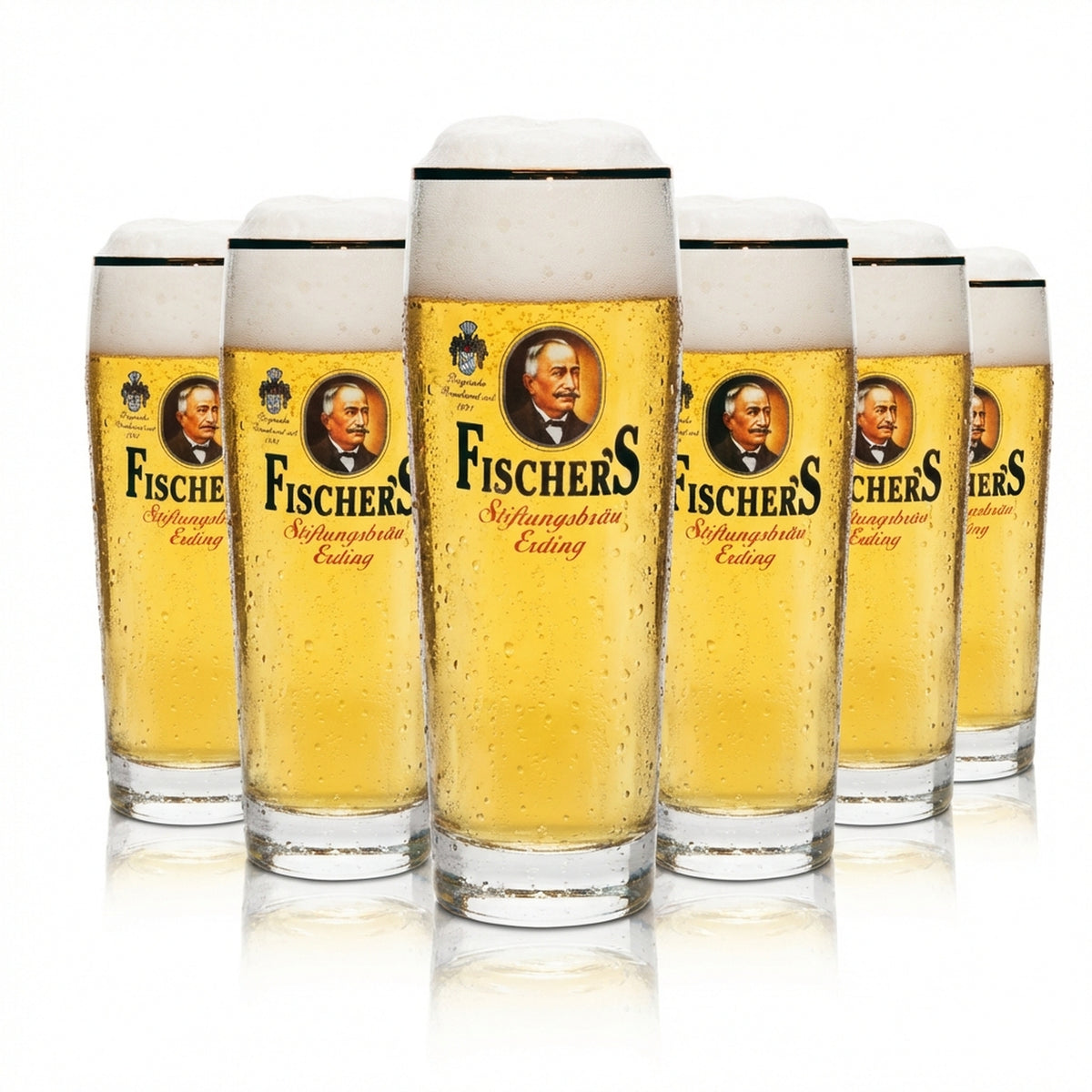 6x Fischer's Beer Glass Willy Mug 0.5l Rastal