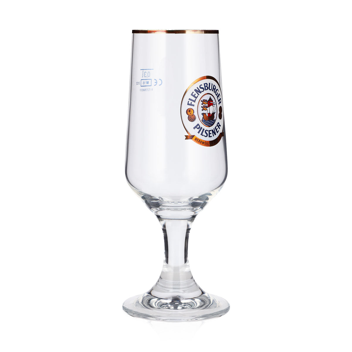 6 Flensburg Beer Glasses, 0.3 L, Tulip-Shaped, Golden Ritzenhoff Trophy Logo – View 3