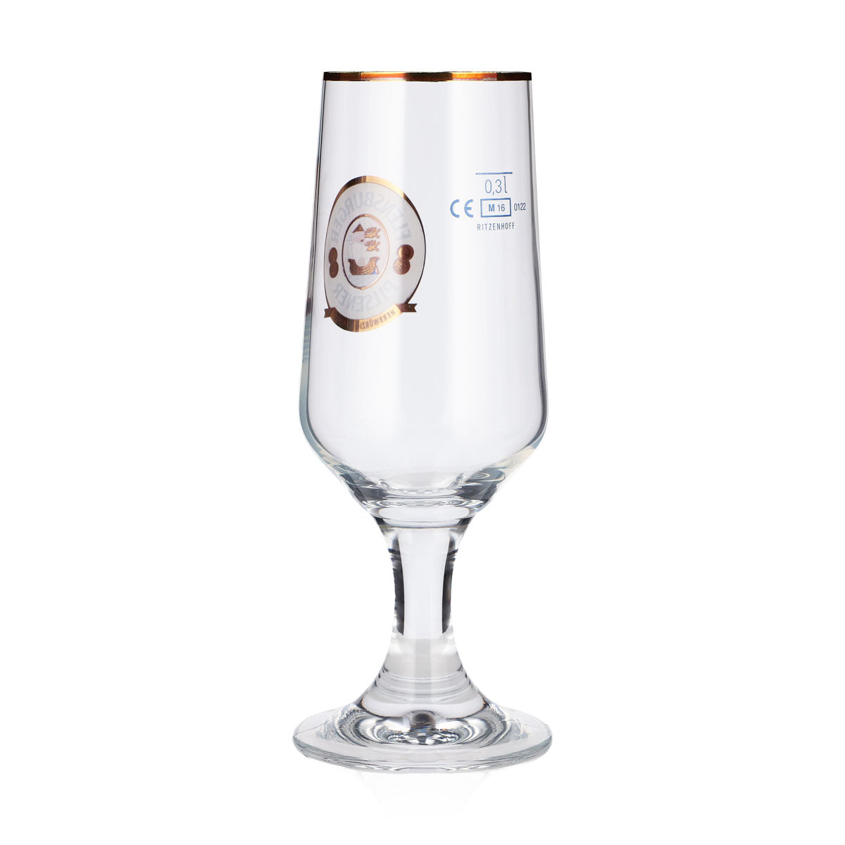 6 Flensburg Beer Glasses, 0.3 L, Tulip-Shaped, Golden Ritzenhoff Trophy Logo – View 4