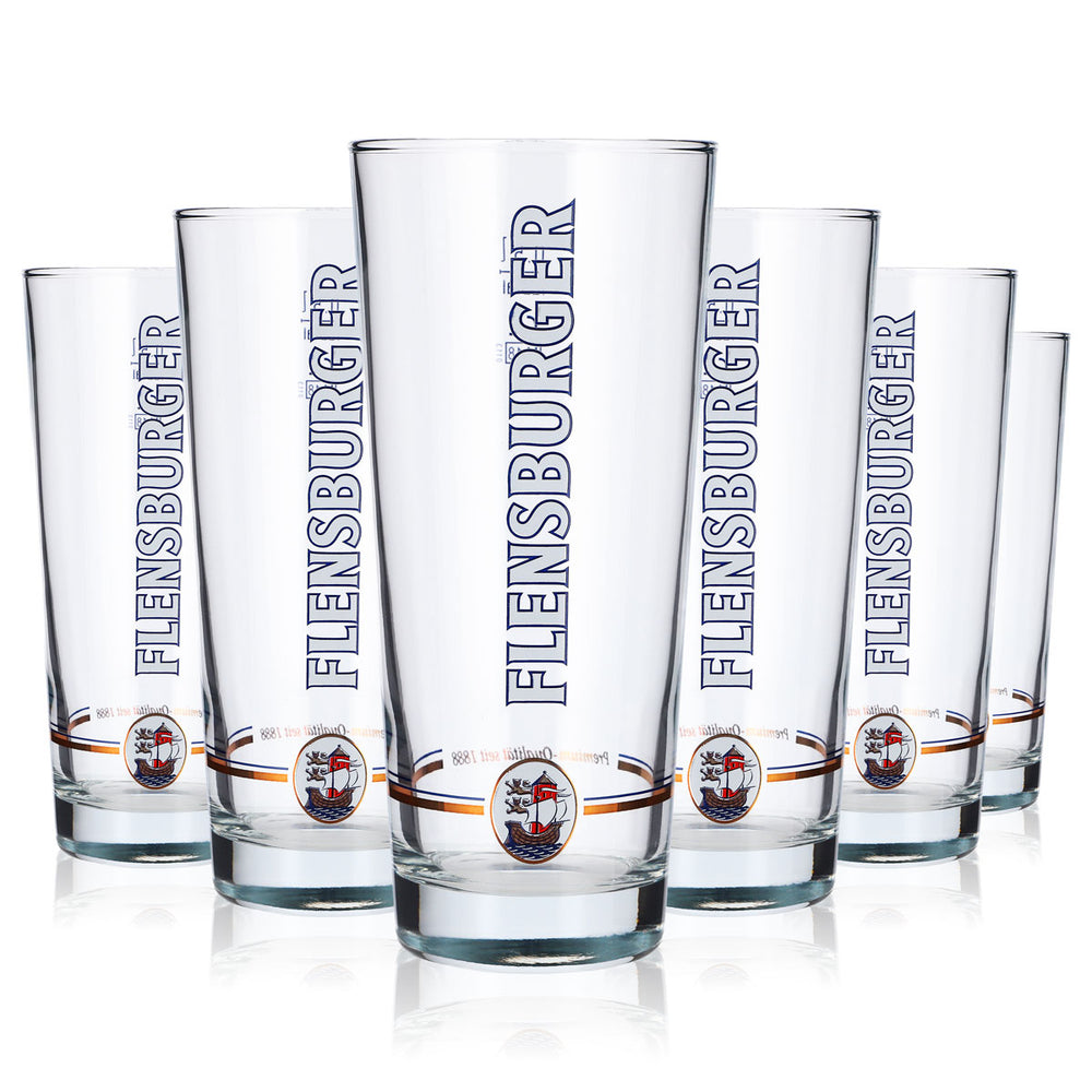 6 Flensburg Beer Glasses, 0.5 L Tumblers, Frankonia Rastal Beer Glasses