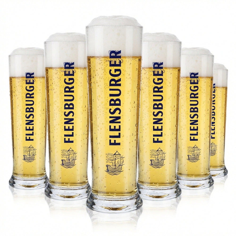 6x Flensburg beer glass 0.5l beer glasses Beer glass Mug blue Vancouver lettering