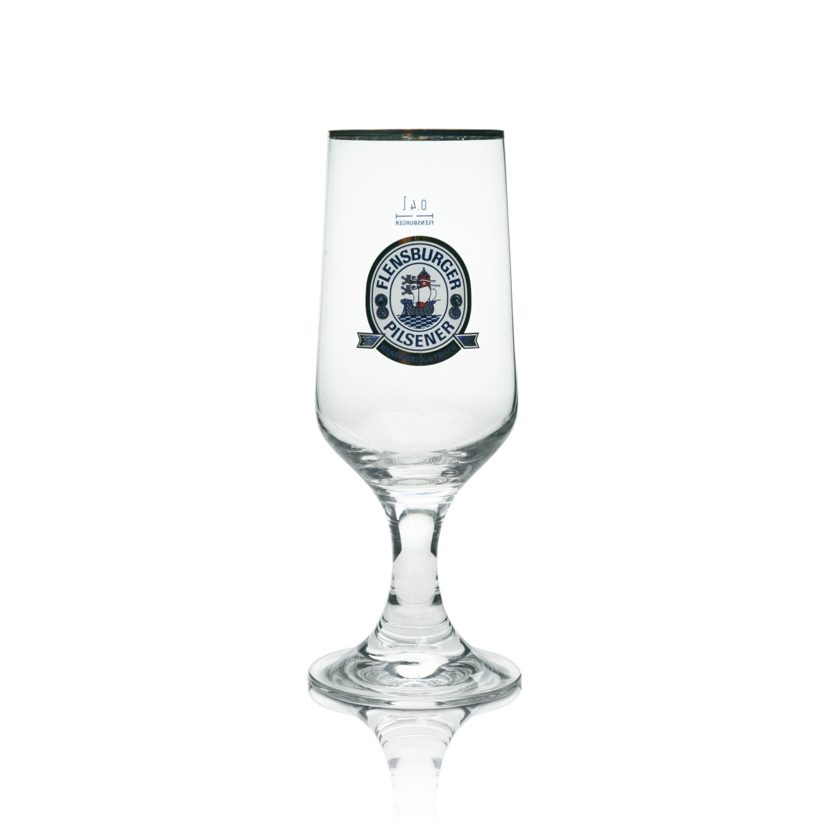 6x Flensburg Beer Glass Trophy 0.4l Herbal and Fresh Gold Rim – View 2