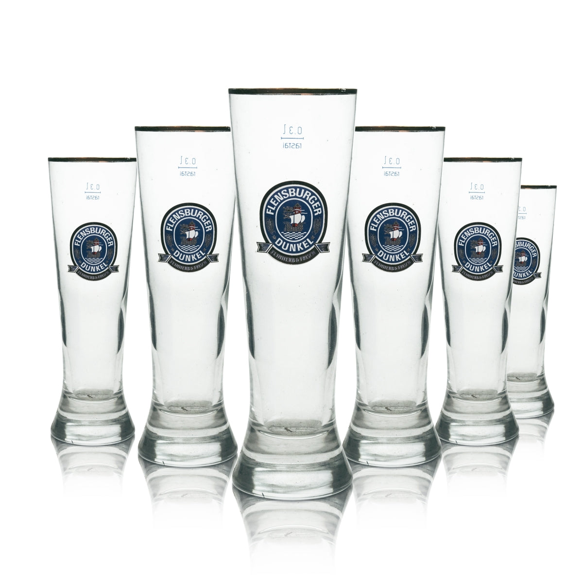 6x Flensburg Beer Glass Tulip 0.3l Dark, Dry & Fresh Rastal
