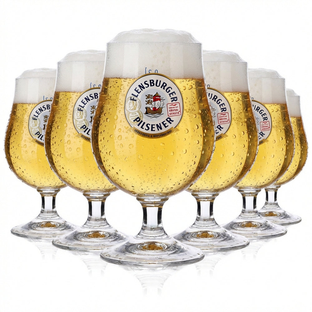 6x Flensburg glass 0.3l beer mug glasses Ball glass "Lüttich 2024"