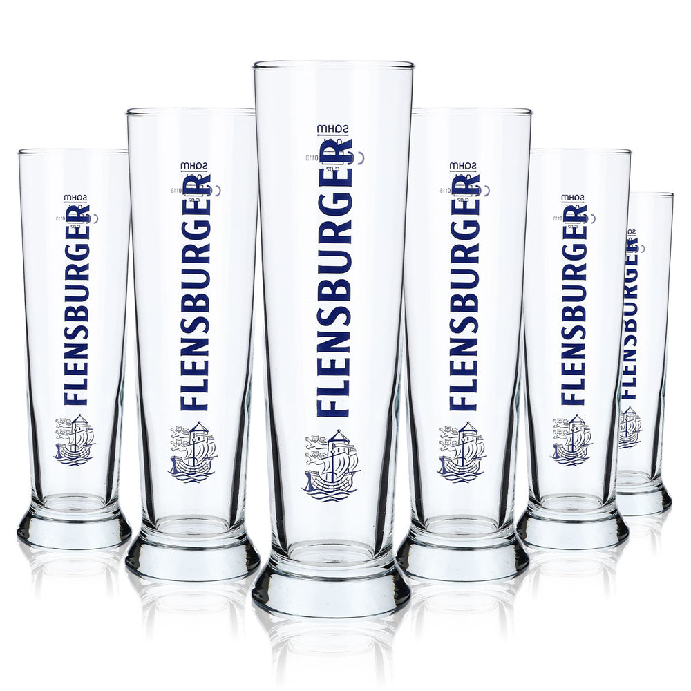 6x Flensburger beer glass 0.3l cup with vertical lettering Sahm Vancouver