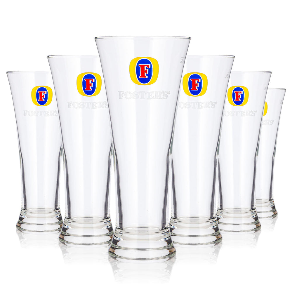 6 Fosters Beer Glasses, 0.25 L, Goblet-Style (Set of 6)