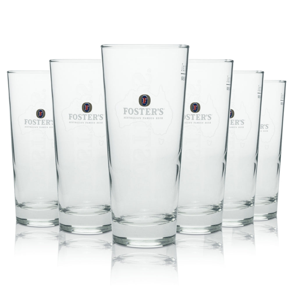 6x Fosters Beer Glass Long Drink "Map" 300ml rastal