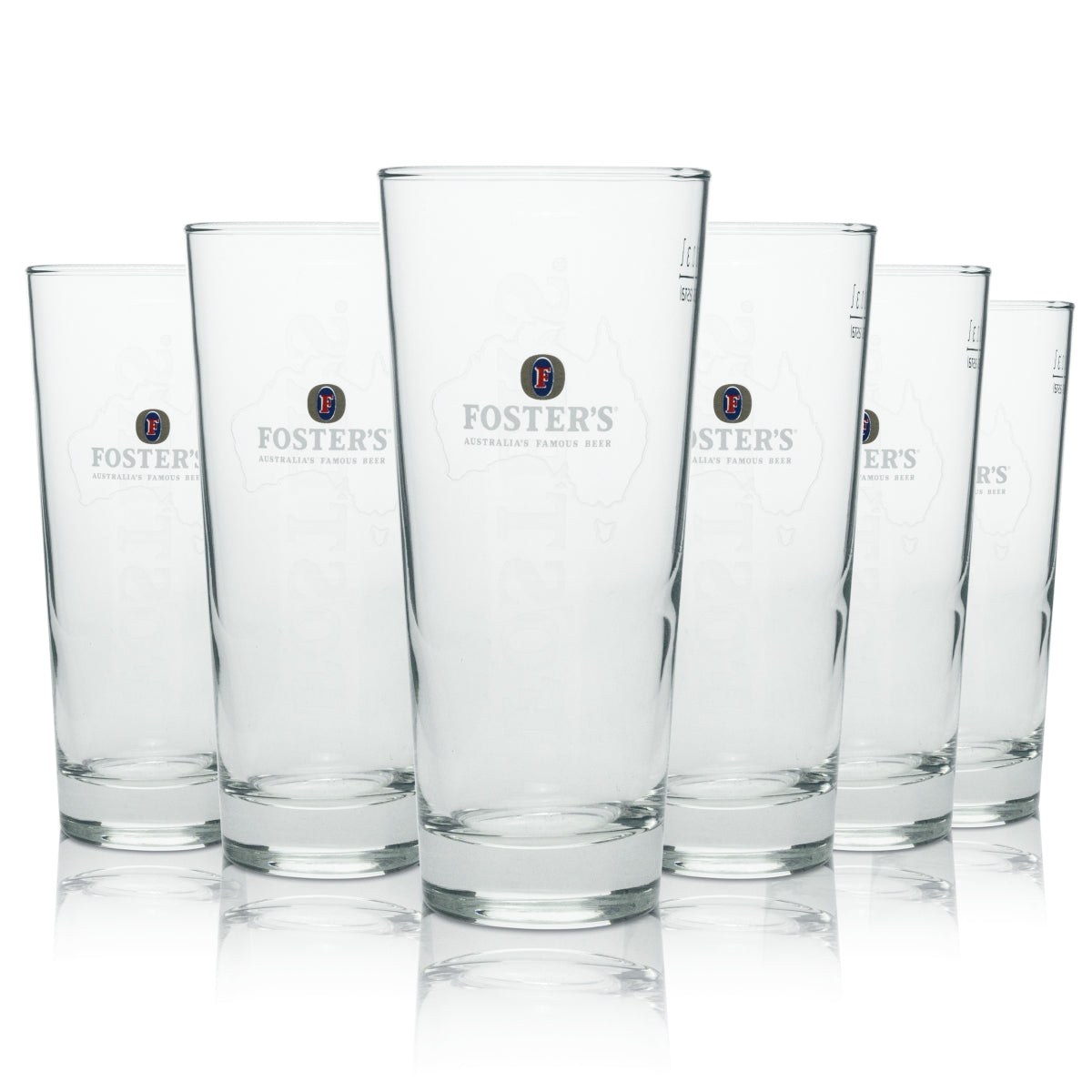 6x Fosters Beer Glass Long Drink "Map" 300ml rastal