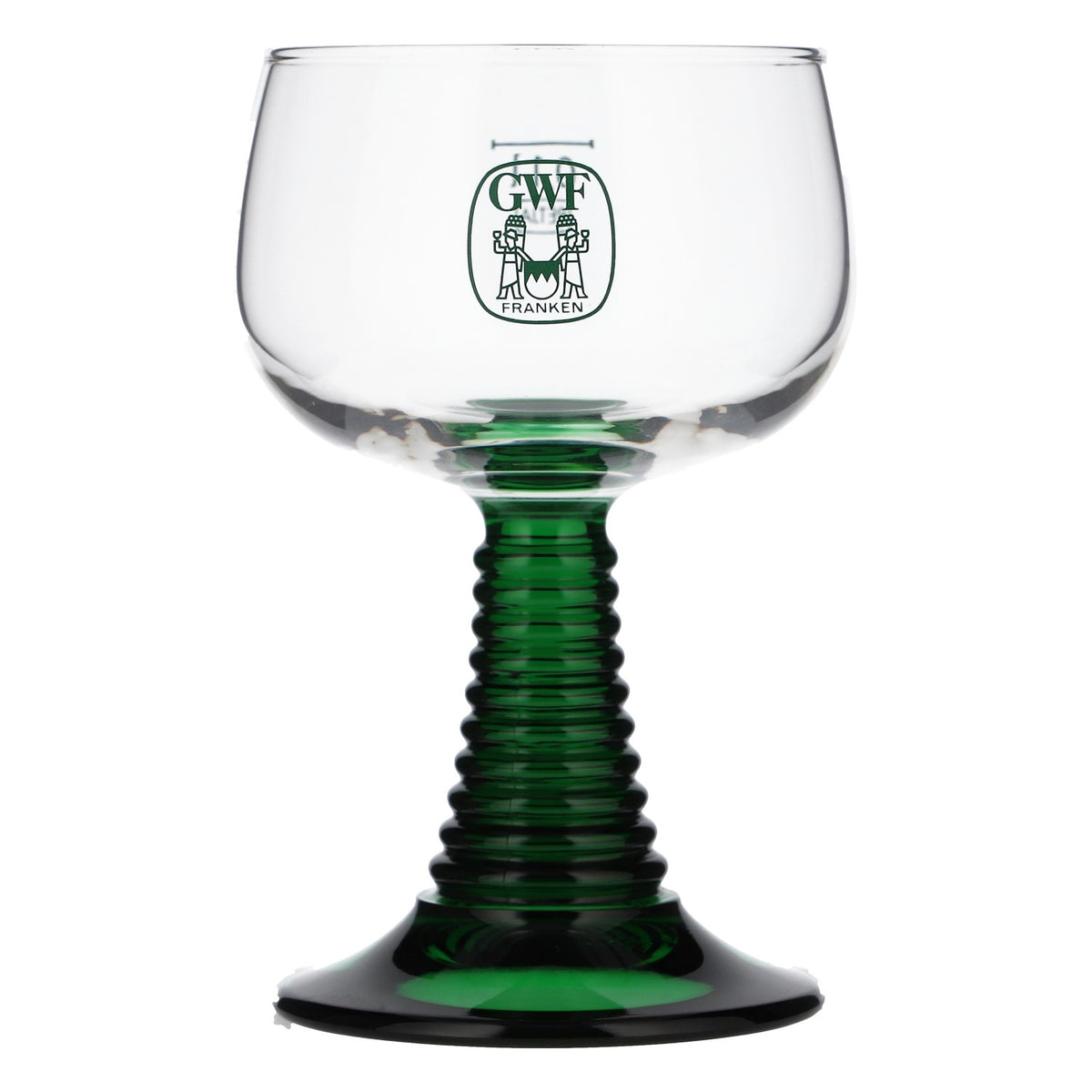 6x Franconian wine glass, Roman style, 0.1 l, Franconian Winegrowers' Cooperative, green stem – View 2