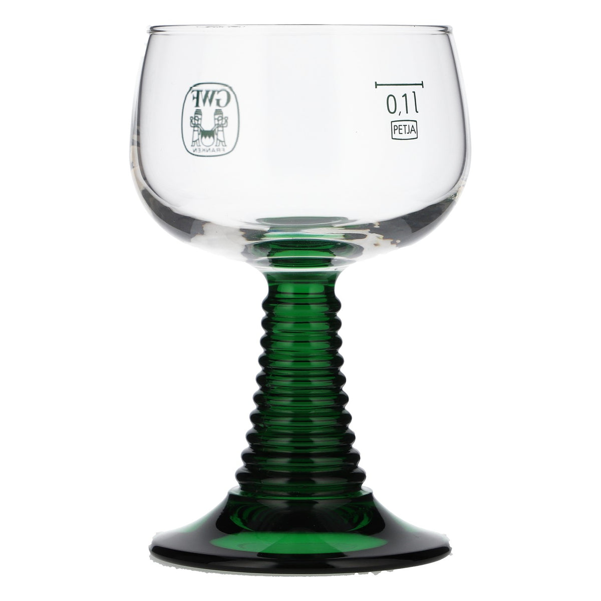 6x Franconian wine glass, Roman style, 0.1 l, Franconian Winegrowers' Cooperative, green stem – View 4