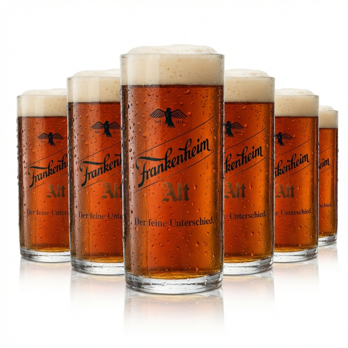 6x Frankenheim Glass 0.25l Alt Beer Glasses Mug Tankard Seidel Contour Oak Gastro