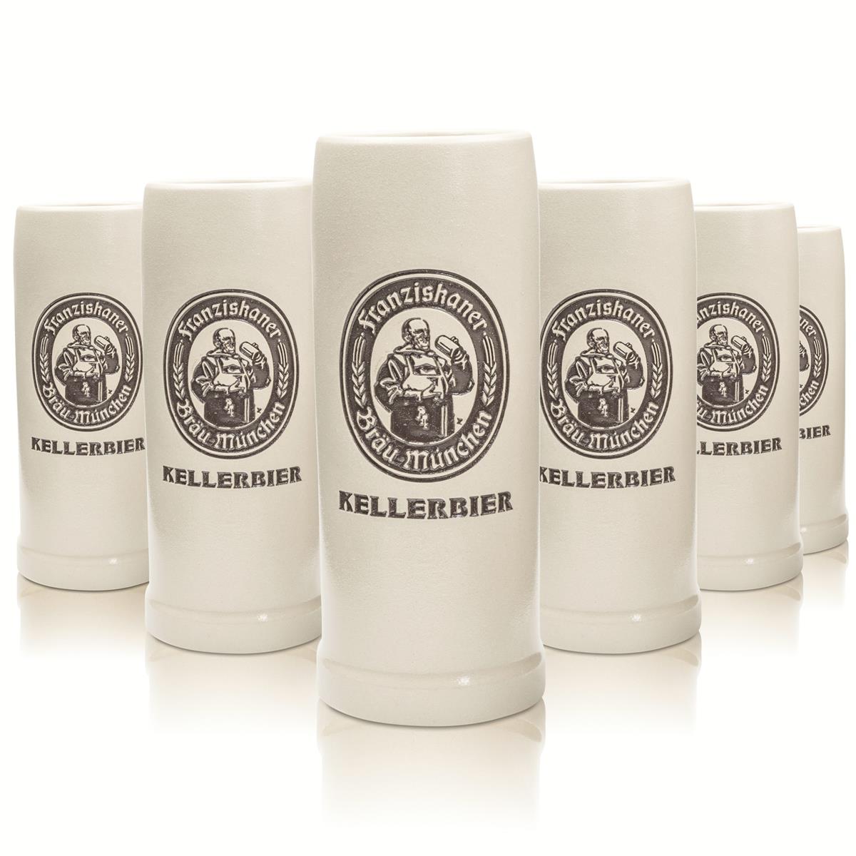 6x Franziskaner Beer Cellar Beer Mug Beer Steek Clay 0.5l Collector's Mug
