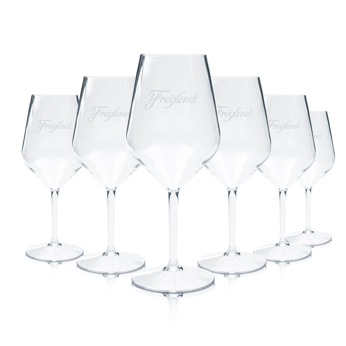 6x Freixenet plastic glass 0.4l plastic sparkling wine stemmed glasses, reusable aperitif glasses