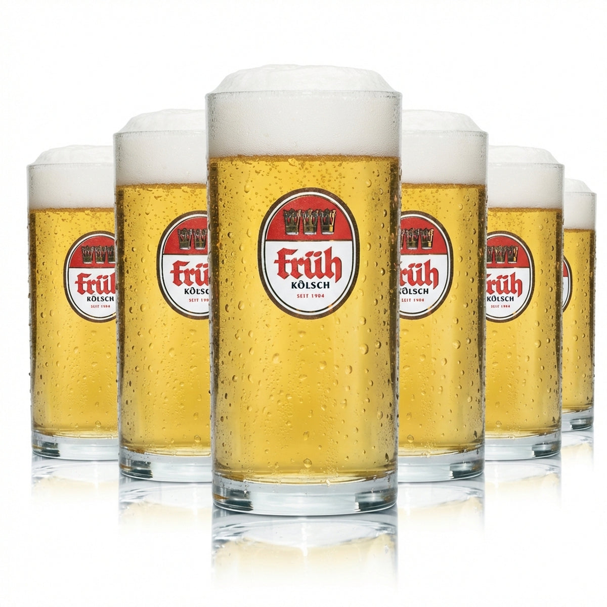 6x Früh Kölsch Beer Glasses, 0.1 L, Beer Mugs, Brewery Cologne, Beer, Restaurant