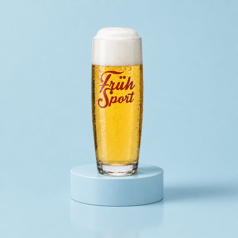 6x Früh Kölsch beer glasses, 0.2 l Kölschstange Früh Sport glass set, Cologne brewery