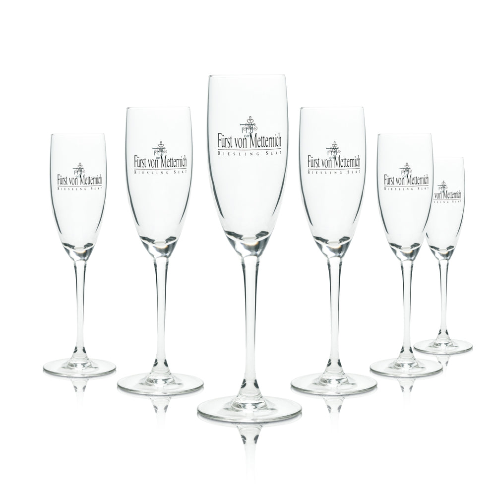 6x Prince of Metternich Sparkling Wine Glass 0.1L Flute Champagne Glasses Stemmed Glass Flute