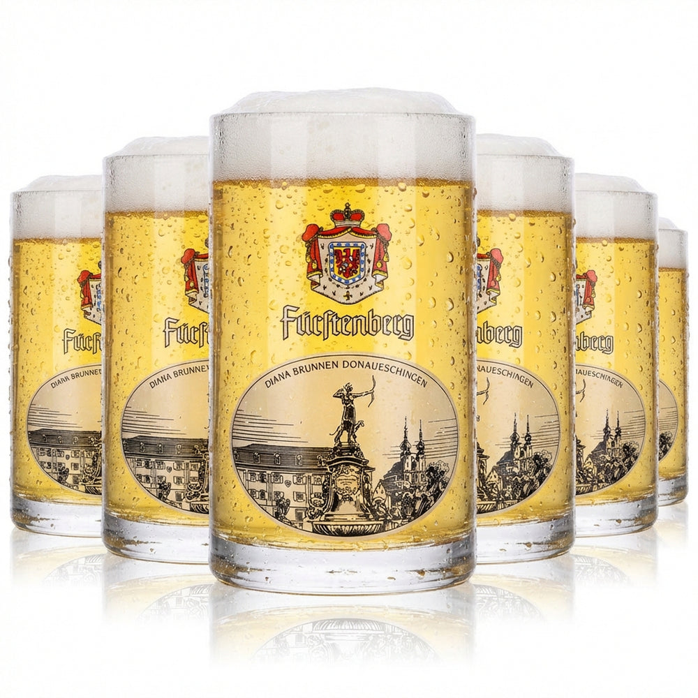 6x Fürstenberg beer glass mug Seidel mugs 0.25l Diana fountain Rastal Glückauf