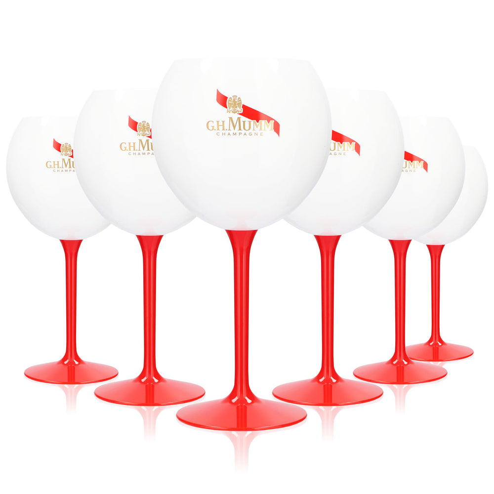 6x G.H. Mumm sparkling wine acrylic glass 0.62l balloon glass champagne white red stem