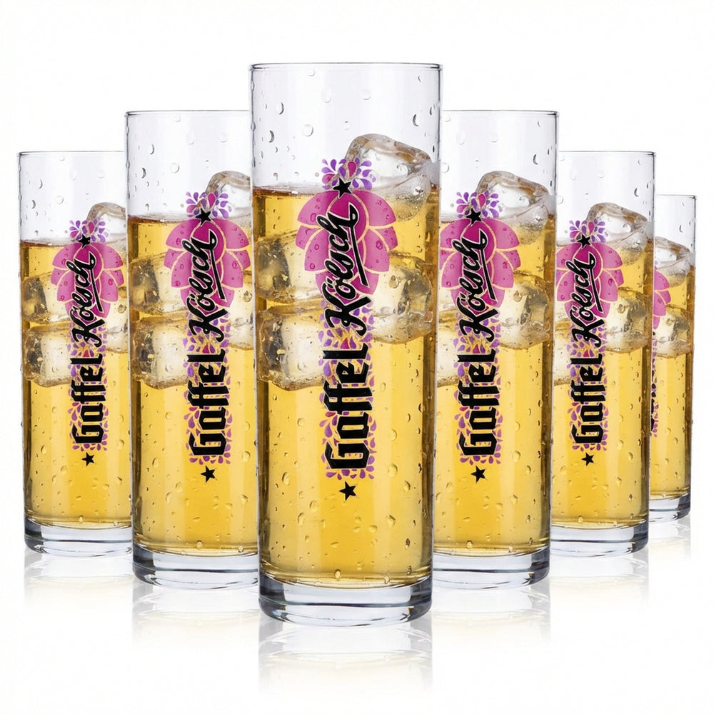 6x Gaffel beer glasses 0.3 l beer glasses/Kölsch glasses purple hop motif