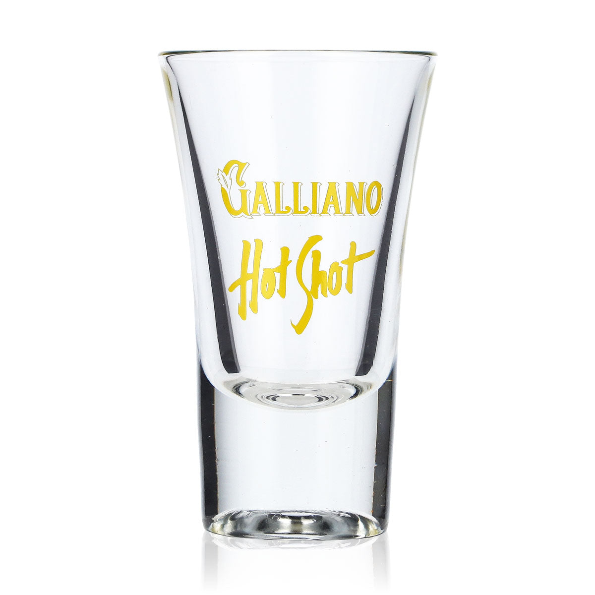 6 Galliano Liqueur Shot Glasses with "Hot Shot" in Yellow Lettering – View 2