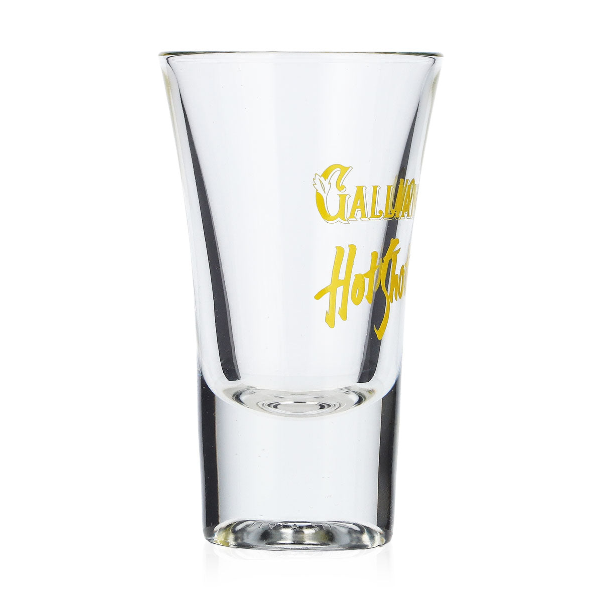 6 Galliano Liqueur Shot Glasses with "Hot Shot" in Yellow Lettering – View 3