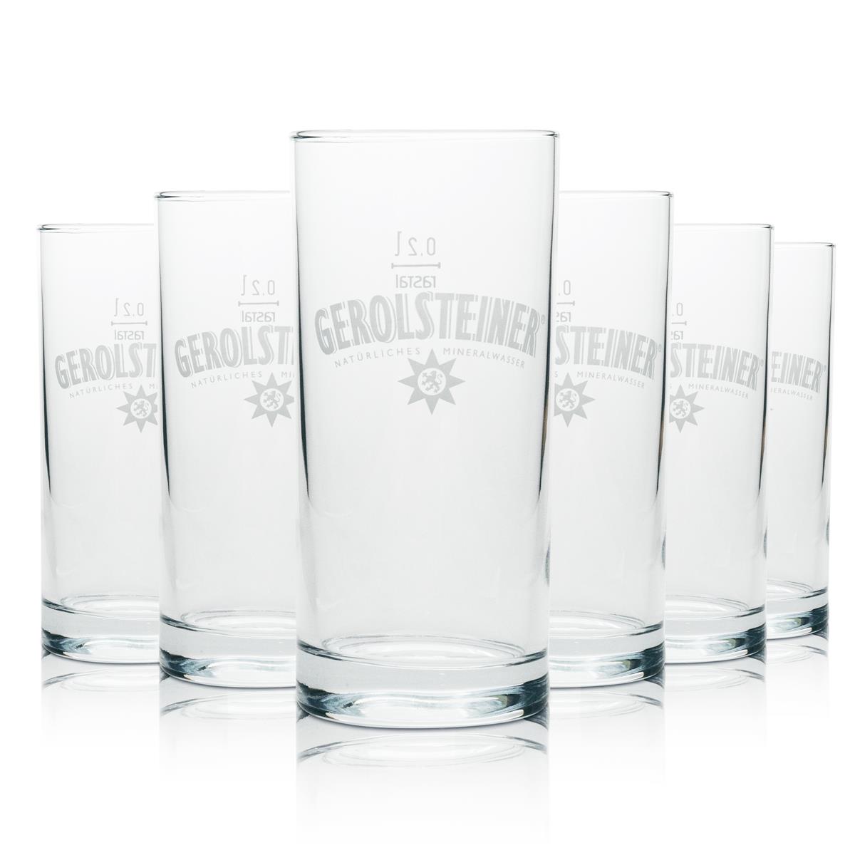 6x Gerolsteiner water glass 0.2 l cup Rastal