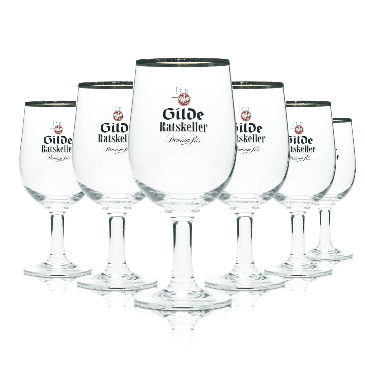 6x Guild Pilsner Beer Glass 0.3l Goblet Tulip Ratskeller Gold Rim Glasses Brewer