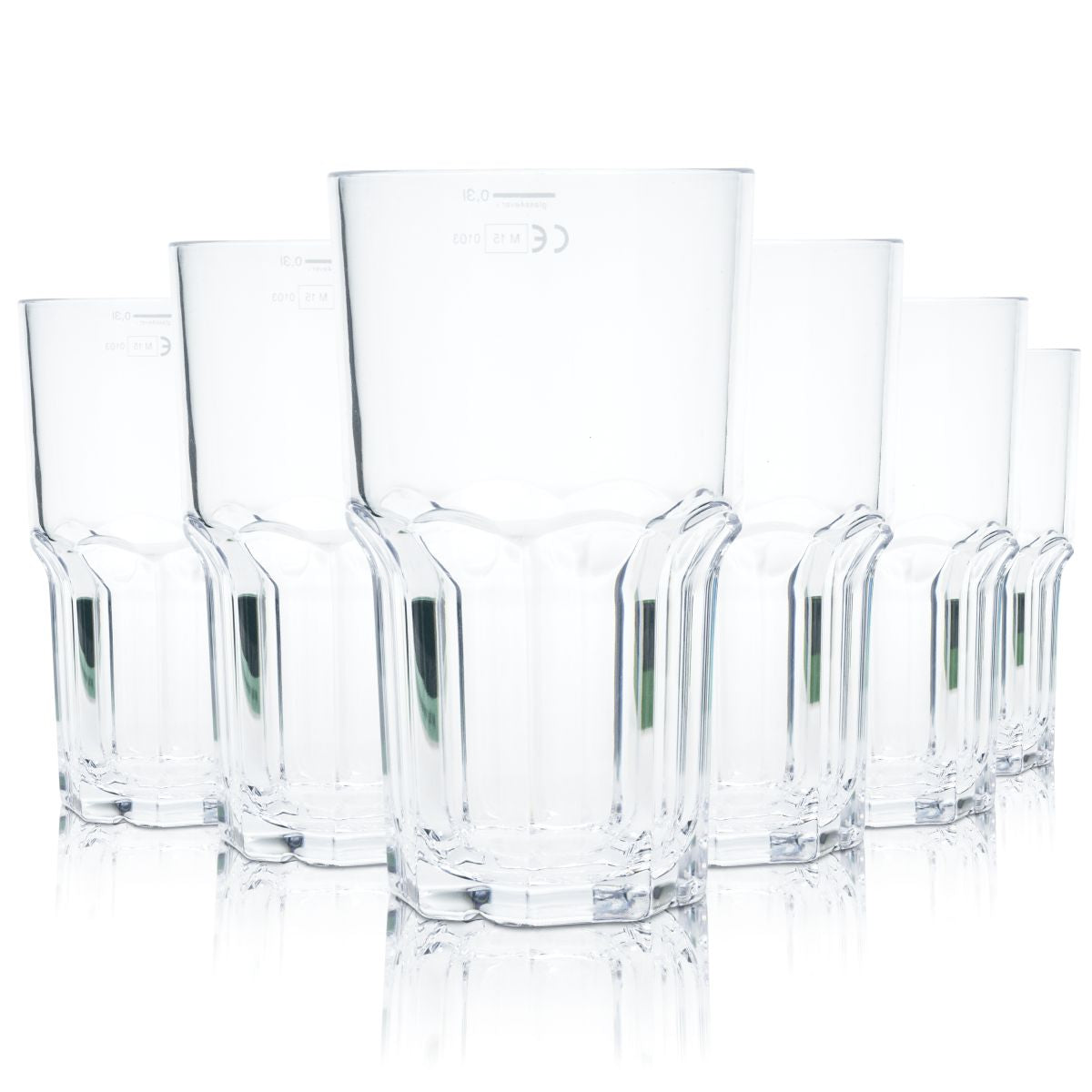 6x glass4ever cups, 0.32 l plastic, reusable, unbreakable, Granity