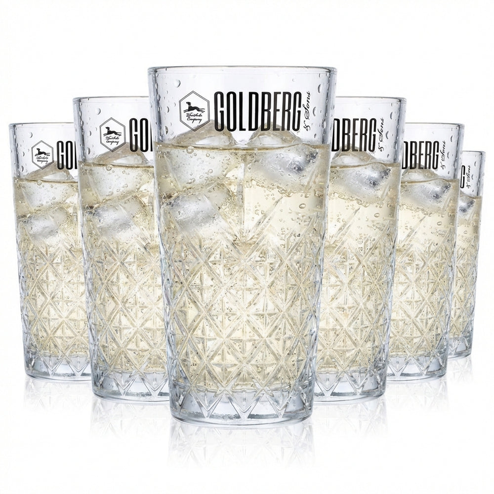 6x Goldberg Soft Drink Glass 0.36 L Long Drink Glasses Relief Timeless
