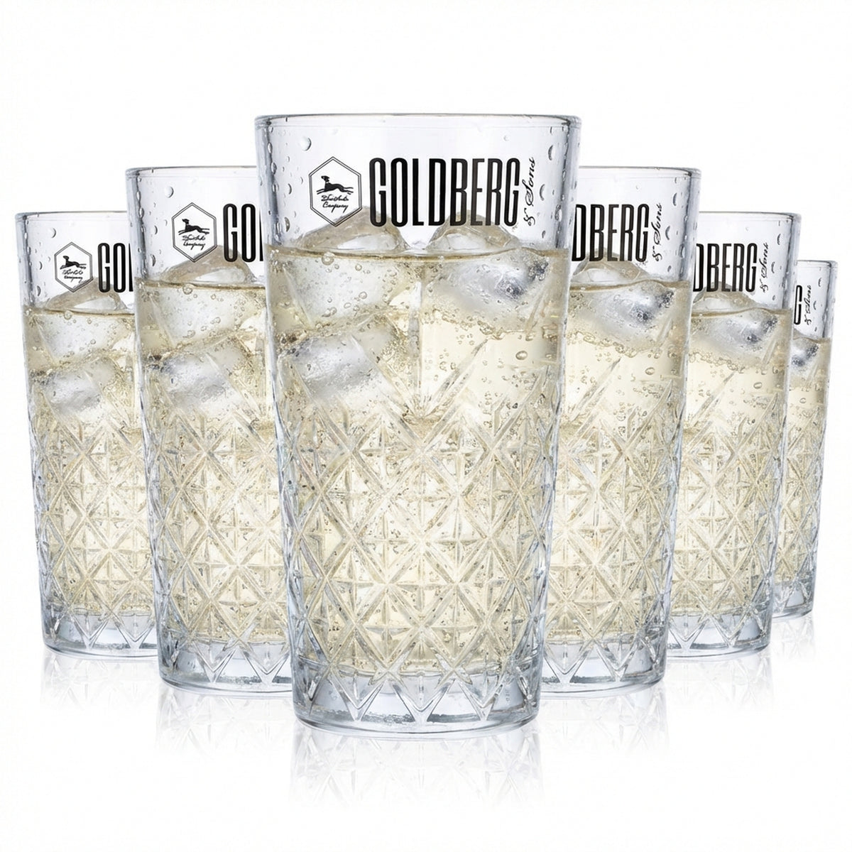 6x Goldberg Soft Drink Glass 0.36 L Long Drink Glasses Relief Timeless