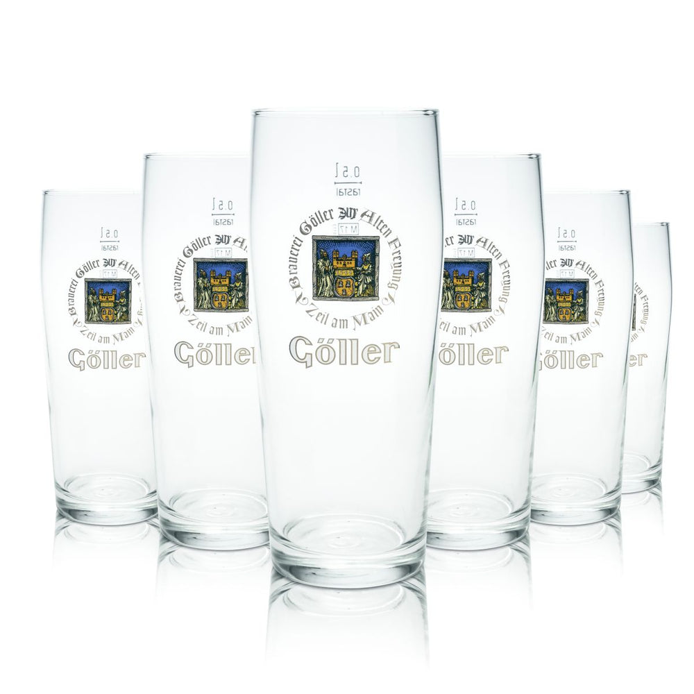 6x Göller beer glass 0.5l Willi mug trophy glass glass set brewery gastro oak
