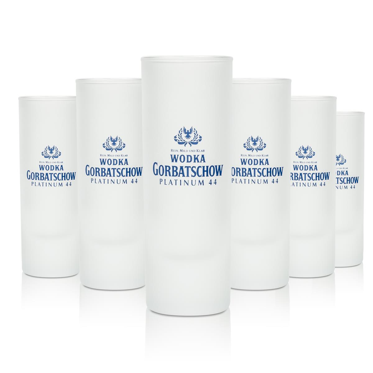 6x Gorbatschow Vodka Glasses 4cl Shot Frosted Glass