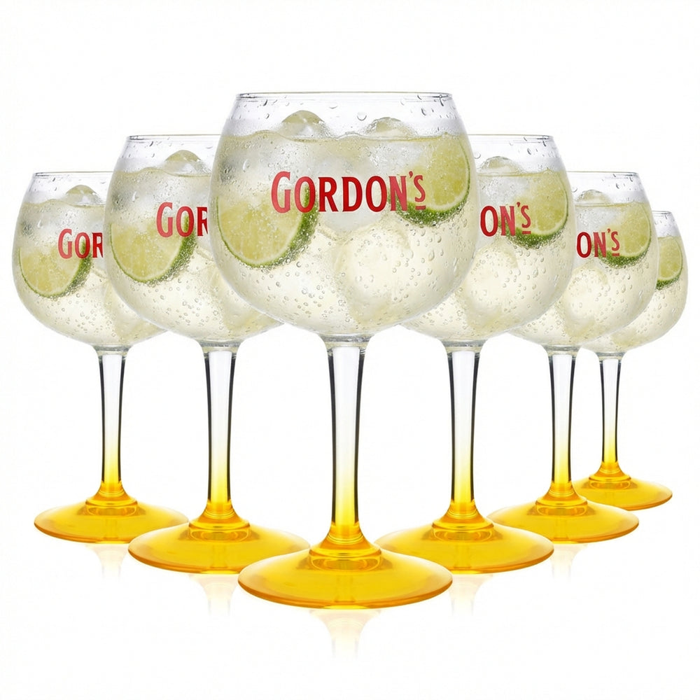 6x Gordon's Gin Glasses Balloon Glass 0.45l Gin Glasses Yellow