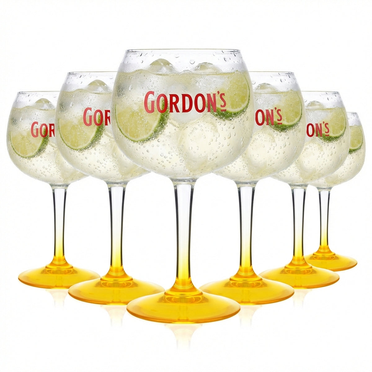 6x Gordon's Gin Glasses Balloon Glass 0.45l Gin Glasses Yellow