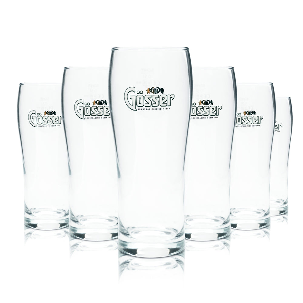6x Gösser glass 0.5l beer mug trophy glasses calibrated catering Austria brewery