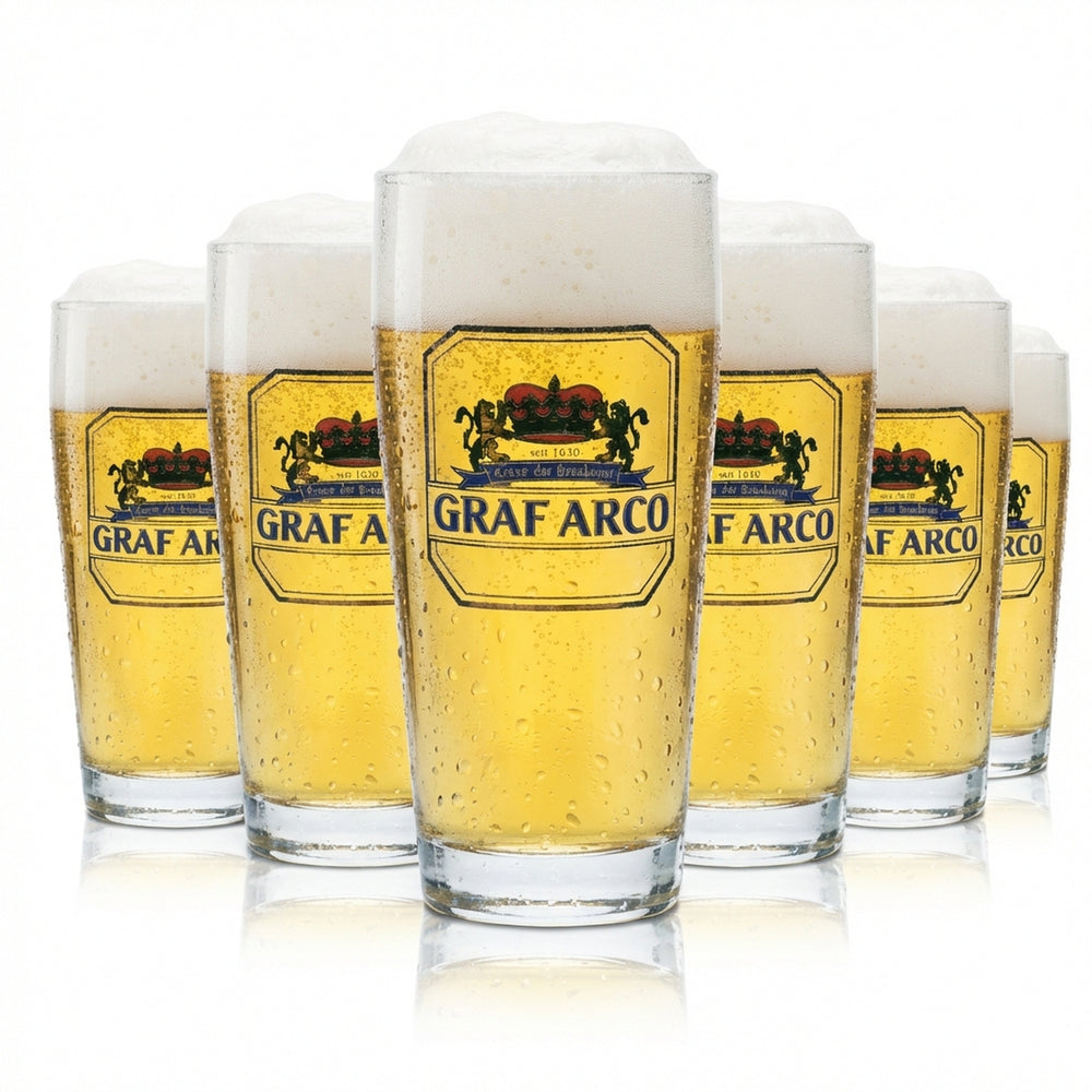 6x Graf Arco beer glass 0.25l mug glasses brewery Bavaria calibrated catering light beer