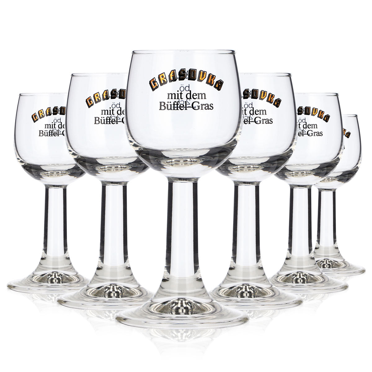 6x Grasovka Vodka Glasses, 4 cl Shot Glasses, Schnapps Glasses, Stamper Glasses (Set of 6)