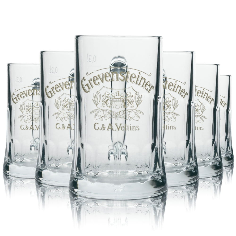 6x Grevensteiner beer glass Beer glasses Seidel Tankard Mug 0.3l Sahm