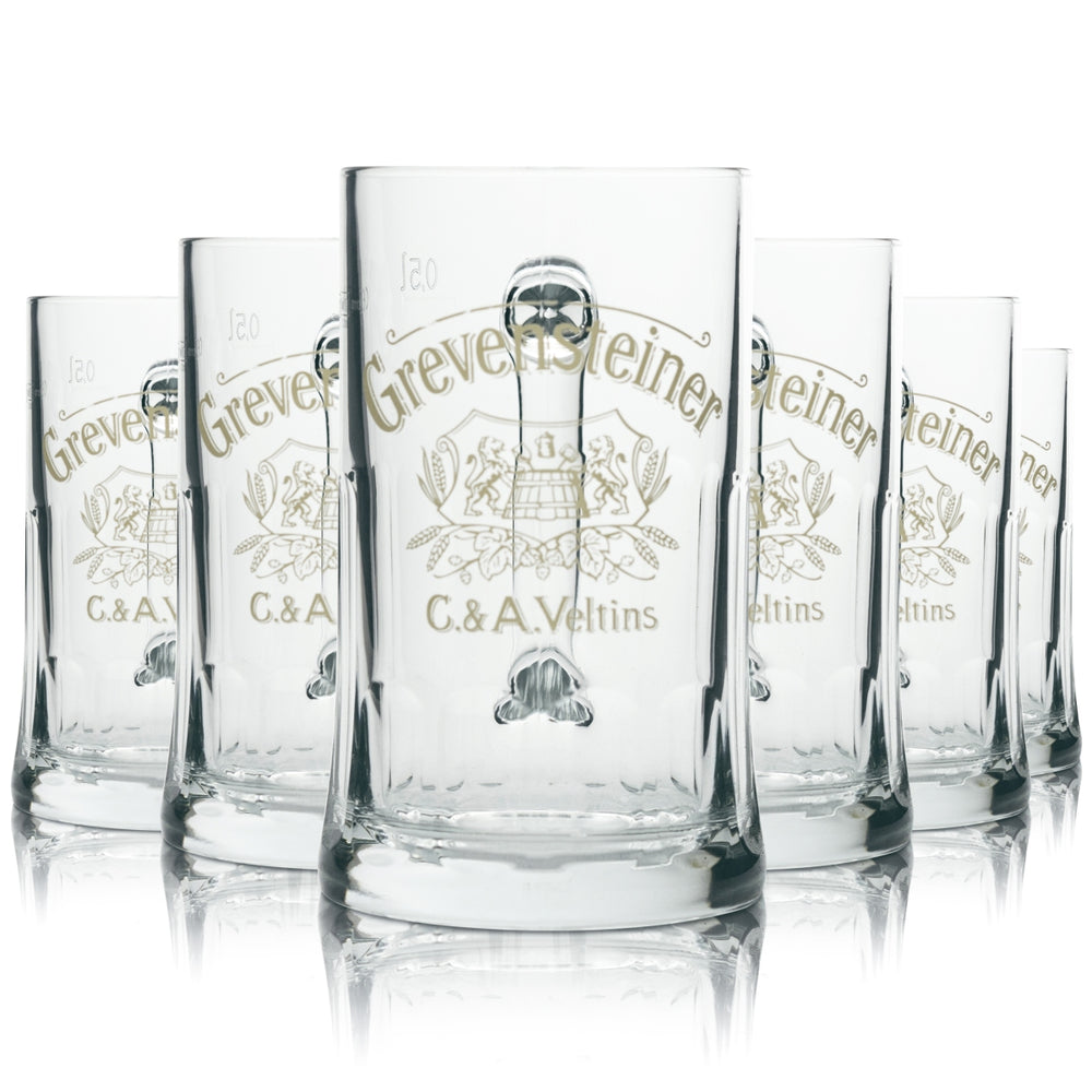 6x Grevensteiner beer glass mug beer glasses Seidel tankard 0.5l Sahm