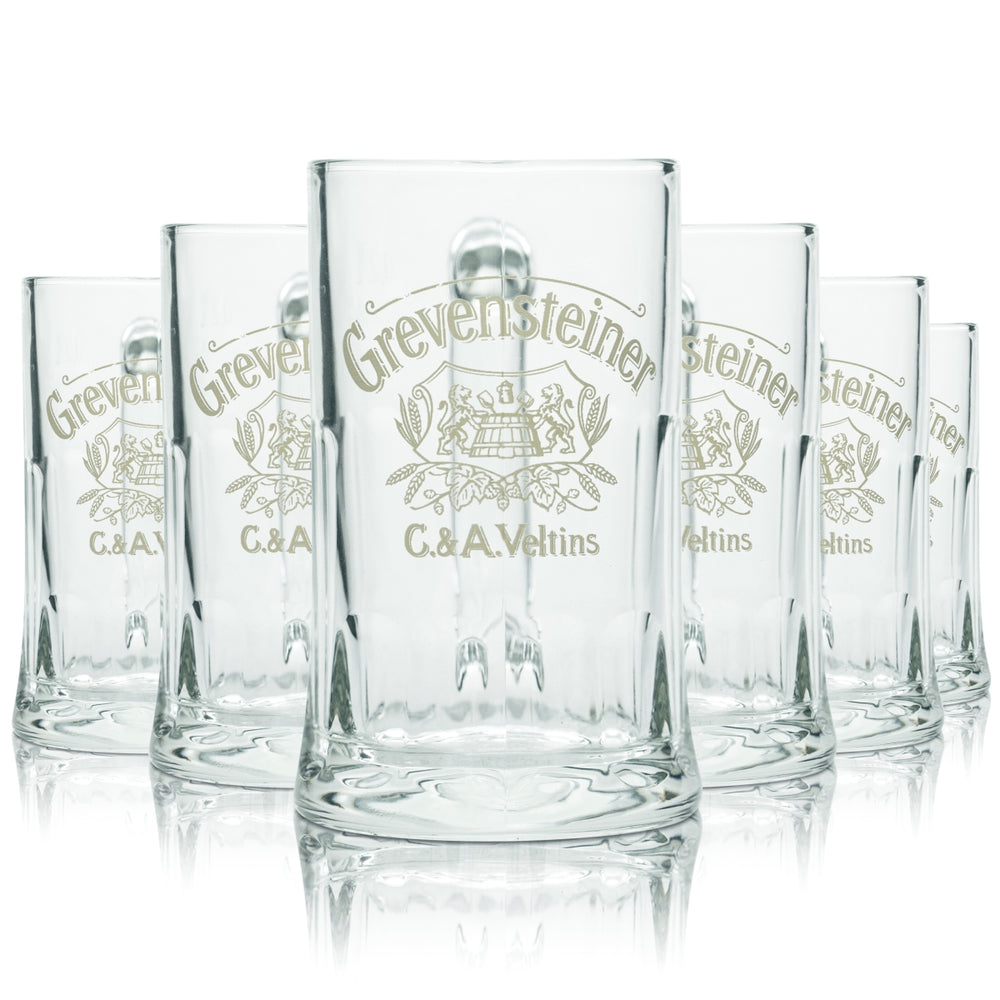 6x Grevensteiner glass 0.2l contour beer mug glasses Veltins Brewery Gastro Oak