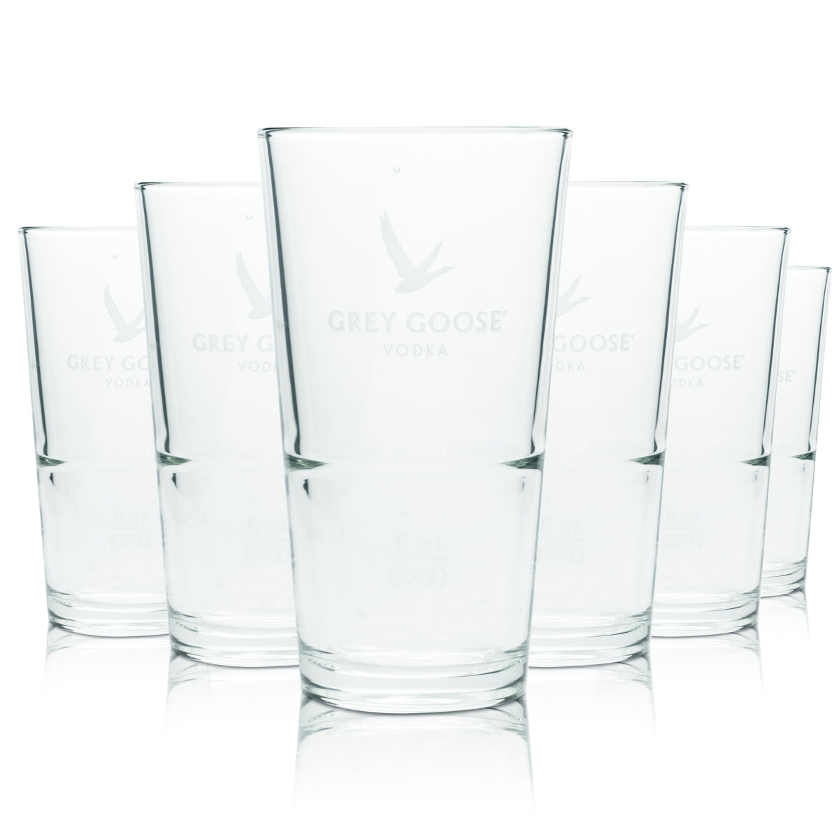 6x Grey Goose Glass 0.37l Long Drink Cocktail Glasses Stackable Calibrated Gastro Bar