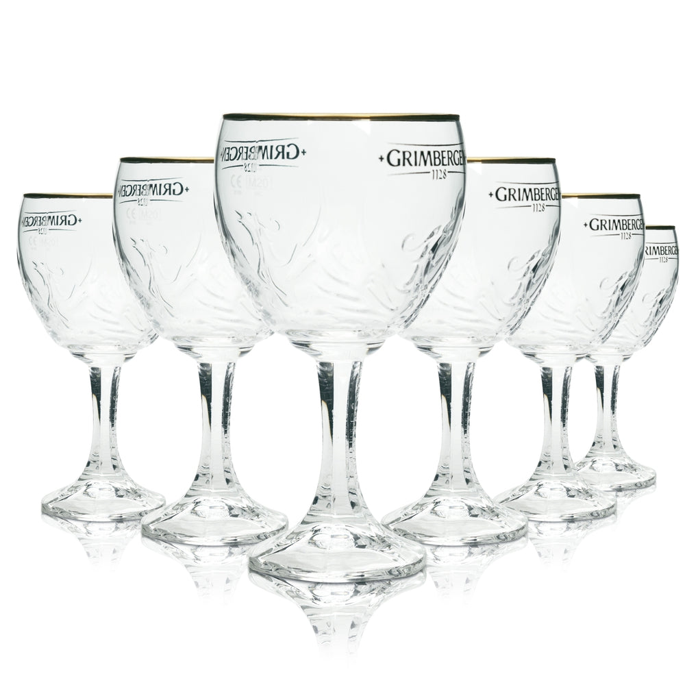 6x Grimbergen Glass 0.33l Goblet Phoenix Contour Gold Rim Glasses Gastro Beer