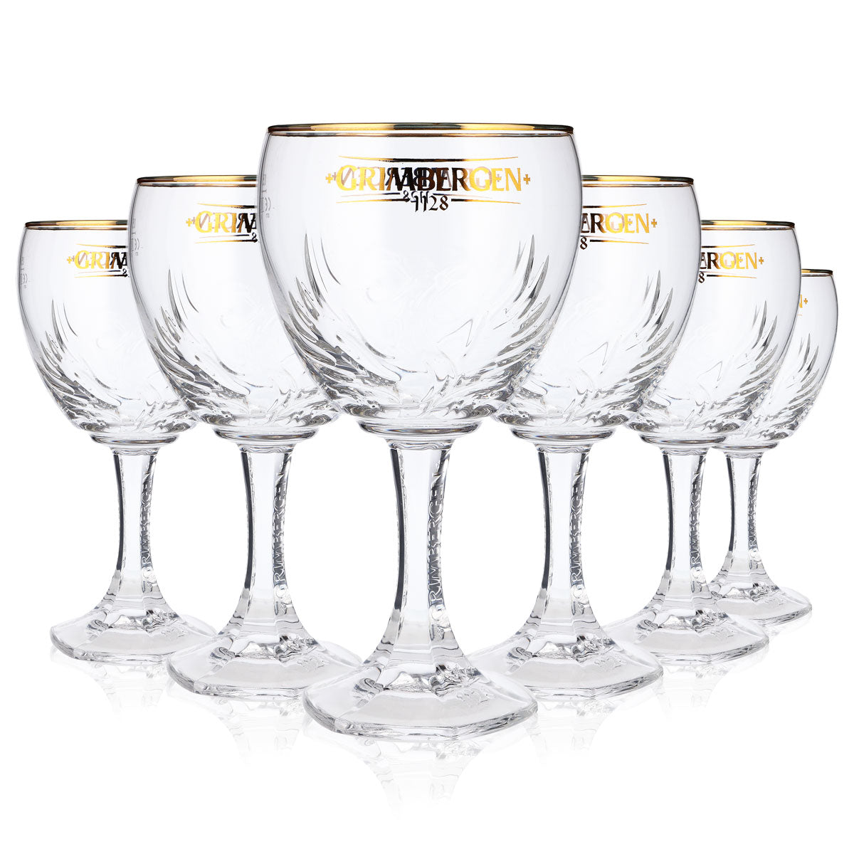 6x Grimbergen Glass 0.5l Goblet Phoenix Contour Gold Rim Glasses Gastro Beer – View 8