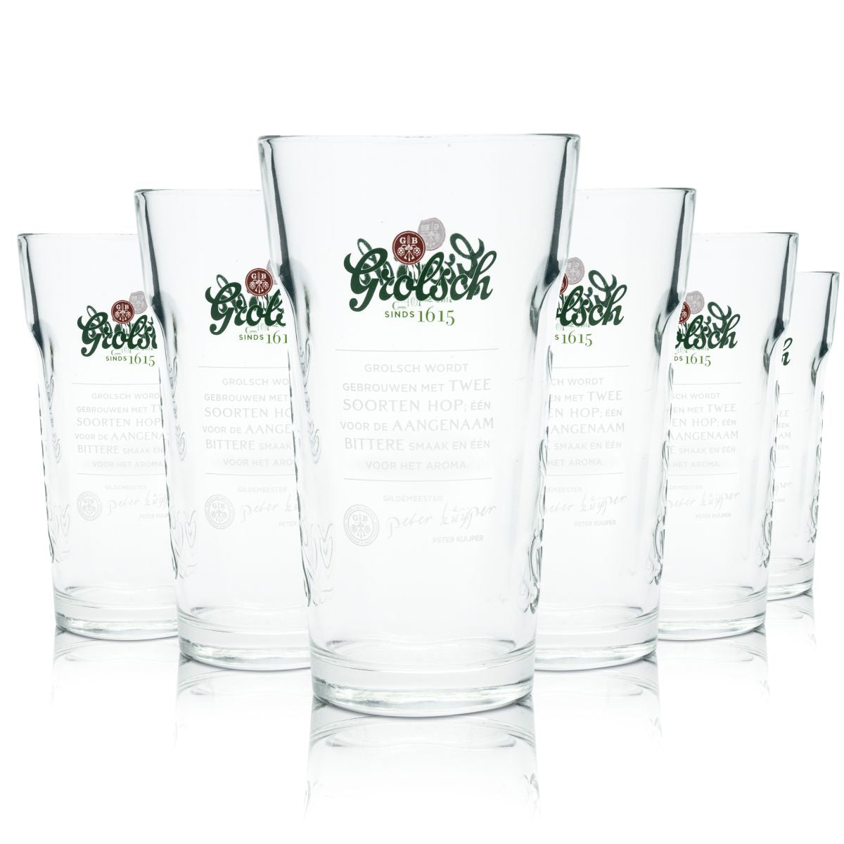 6x Grolsch beer glass 0,25l Craft Glass Stackable Glasses Set Brewery Netherlands