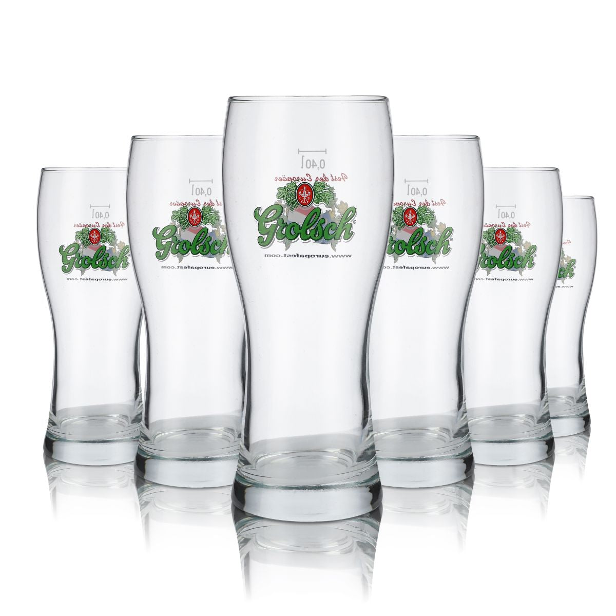 6x Grolsch Glass 0.4l Beer Glasses Festival Festival of Europeans Cup