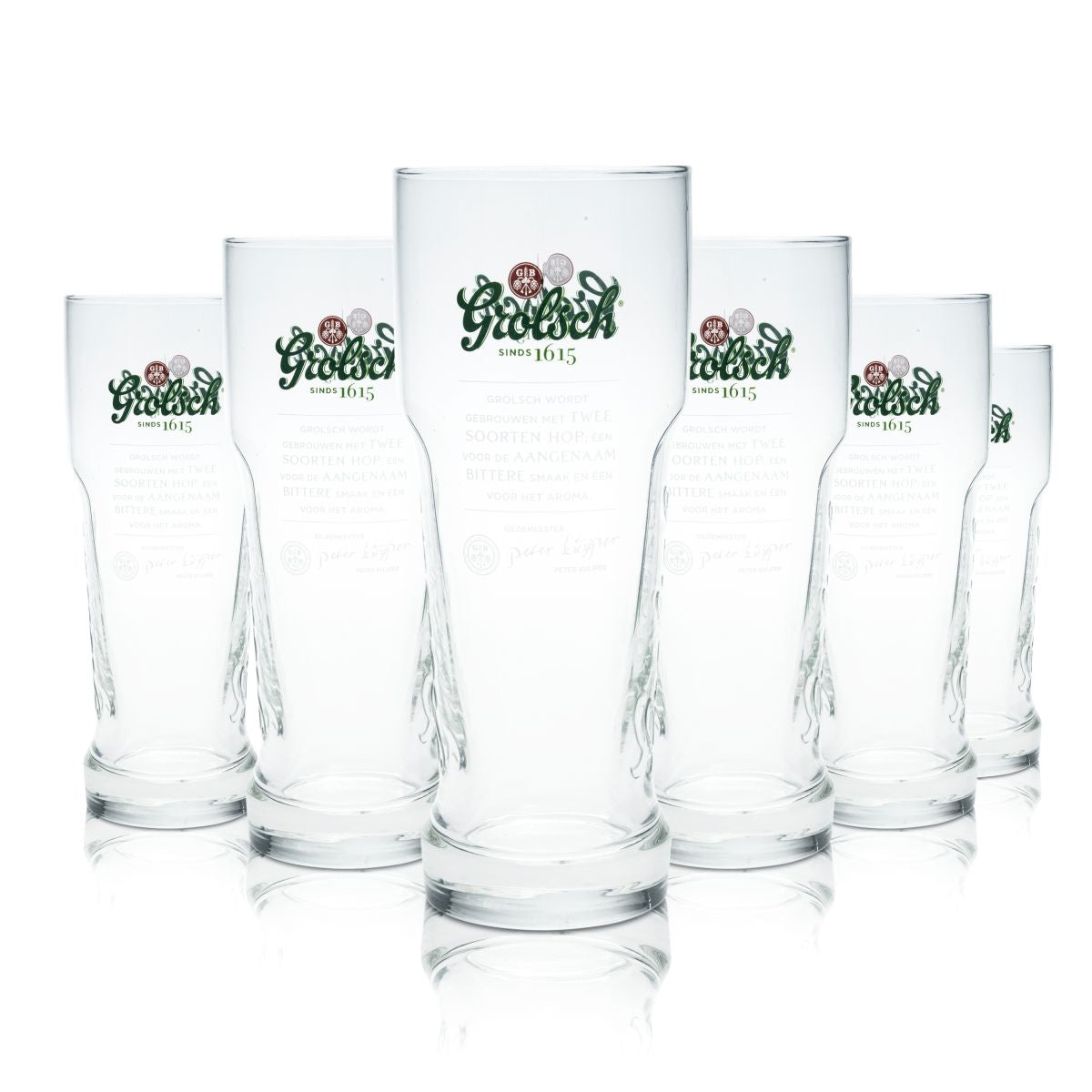 6x Grolsch 0.4l beer mug Master Glass glasses set, brewery, Netherlands