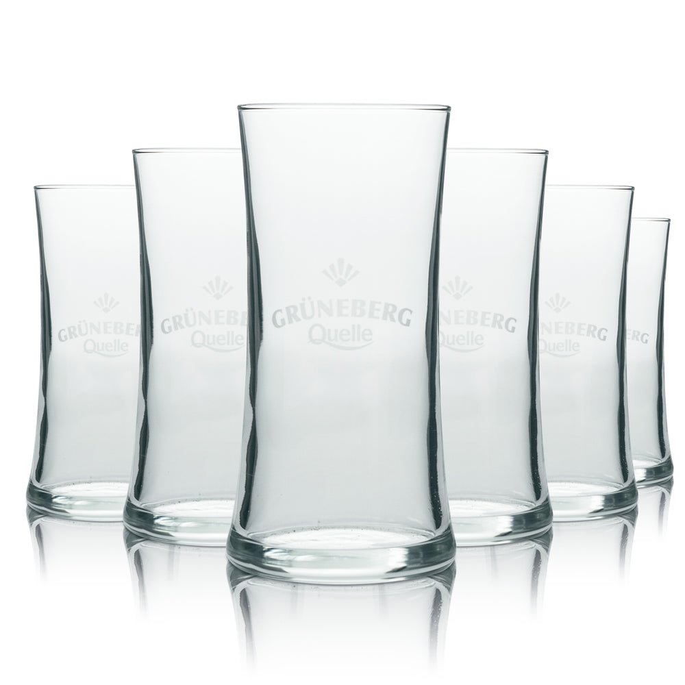 6x Grüneberg water glass rastal white logo