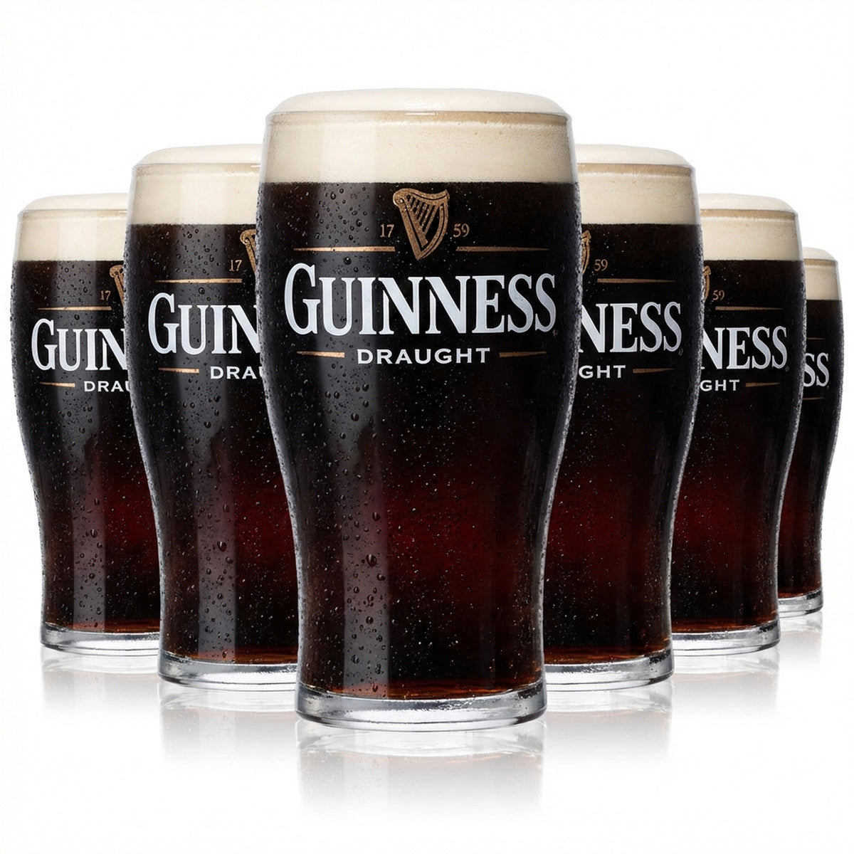 6x Guinness beer glass Beer glasses Glass Tulip 0.2l old logo