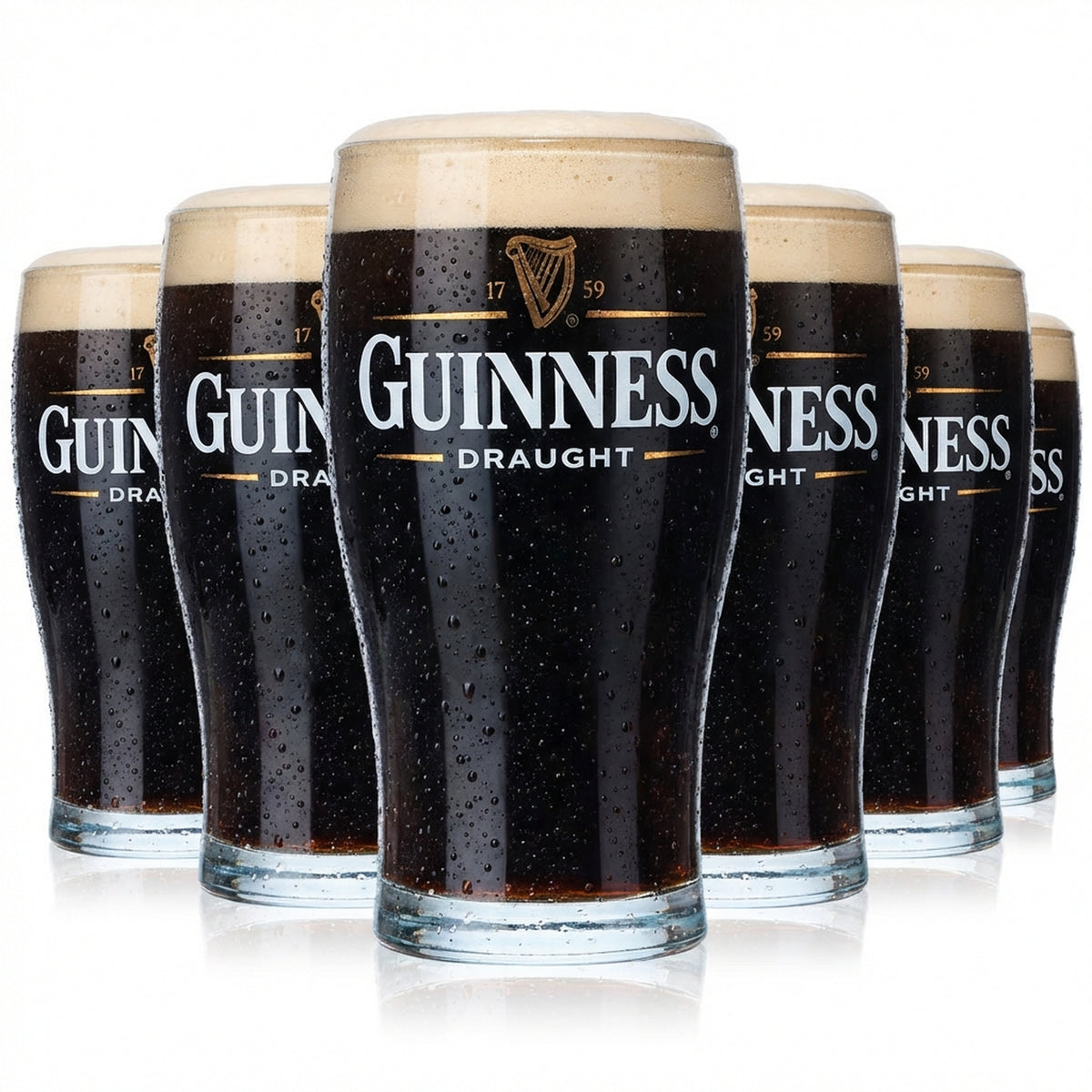 6x Guinness beer glass 0.2l glasses beer glasses mugs Irish "Draught" Sahm