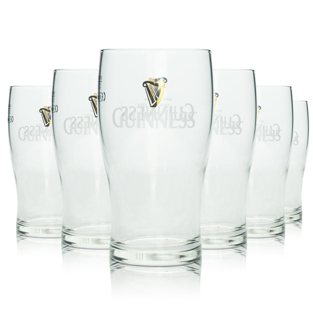 6x Guinness Beer Glass 0.2L Tulip Tumbler Mug Sahm Glasses Logo Pint Double